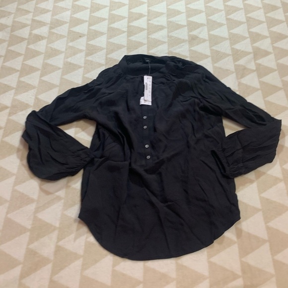 J crew ah108 long sleeve black drapey popover top - Picture 2 of 5